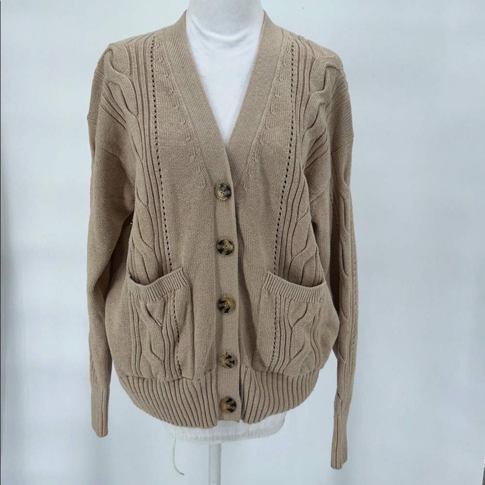 MINNIE ROSE COTTON CASHMERE OVERSIZED CARDIGAN BROWN SUGAR SIZE O/S - Picture 4 of 11